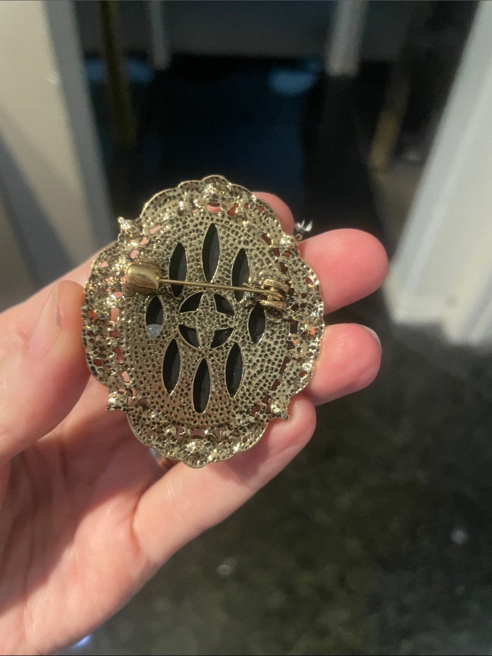 Gothic Red Rose Cameo Brooch - Picture 4 of 4